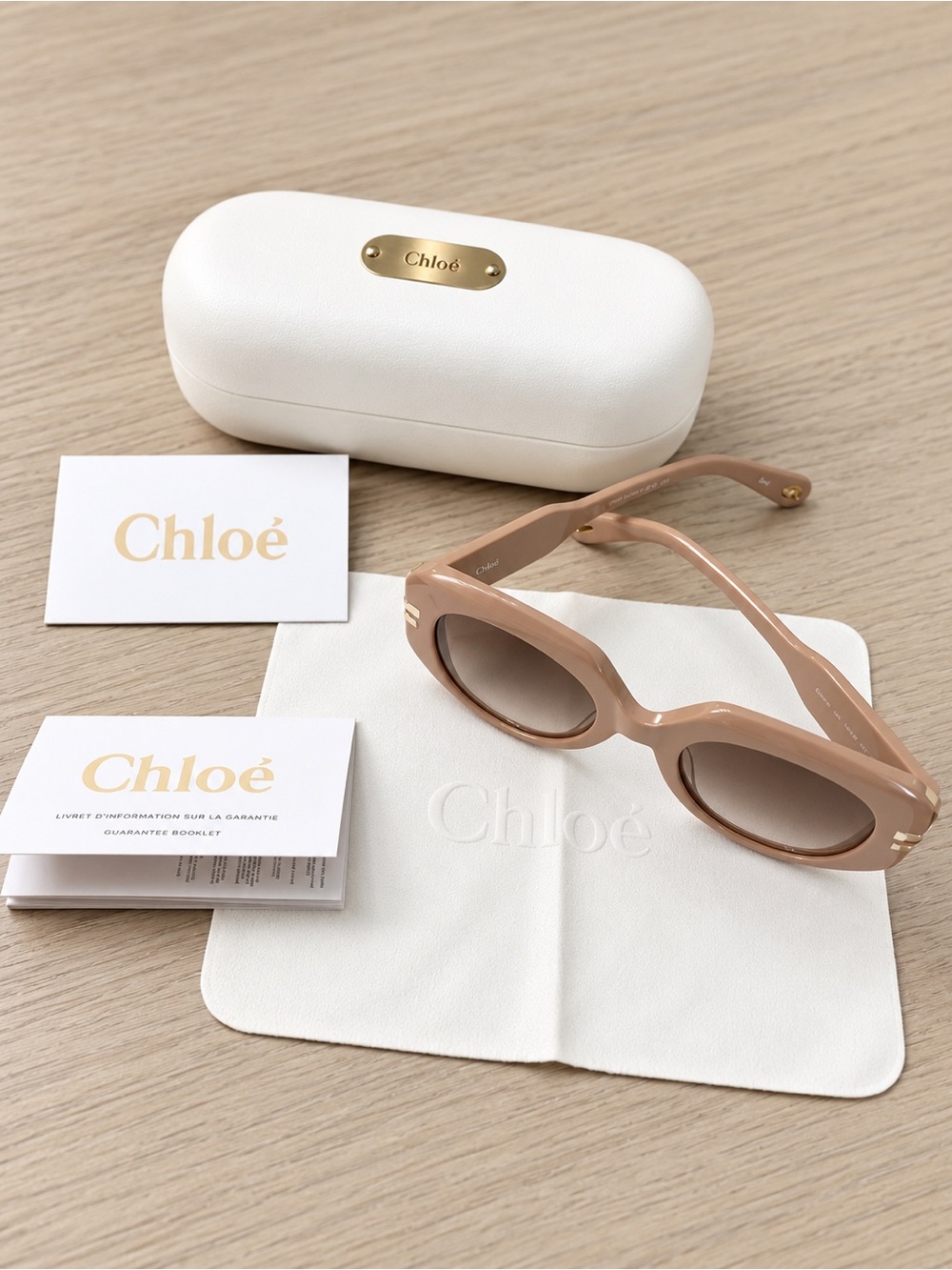 Chloé Nude Beige Round Oversized Sunglasses